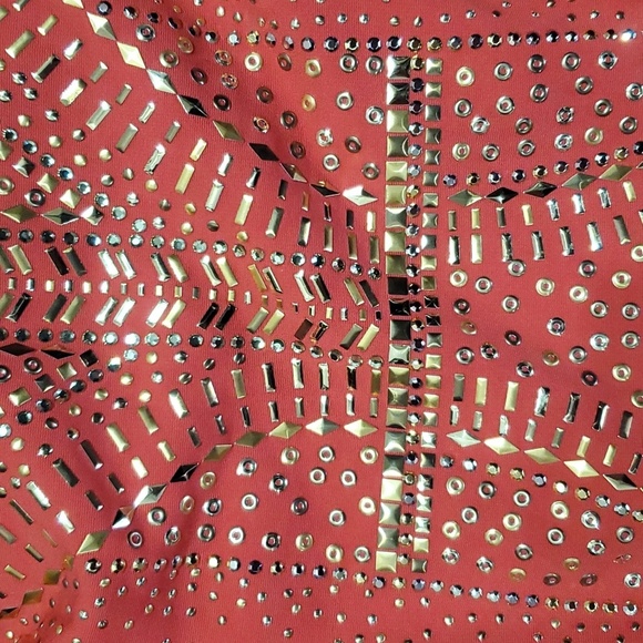 Cache orange gold strapless bodycon dress bling - Picture 4 of 7